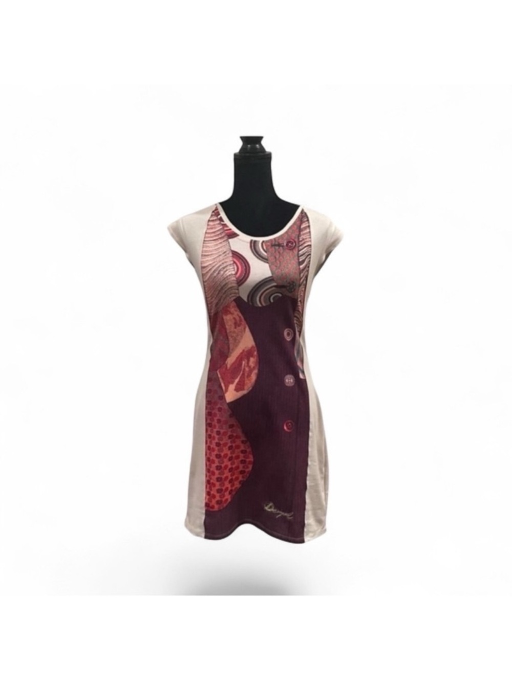 Desigual pullover abstract print stretch fabric casual contemporary dress small